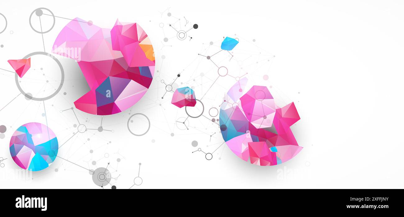 Geometric abstract background with connected line and dots. Futuristic ...