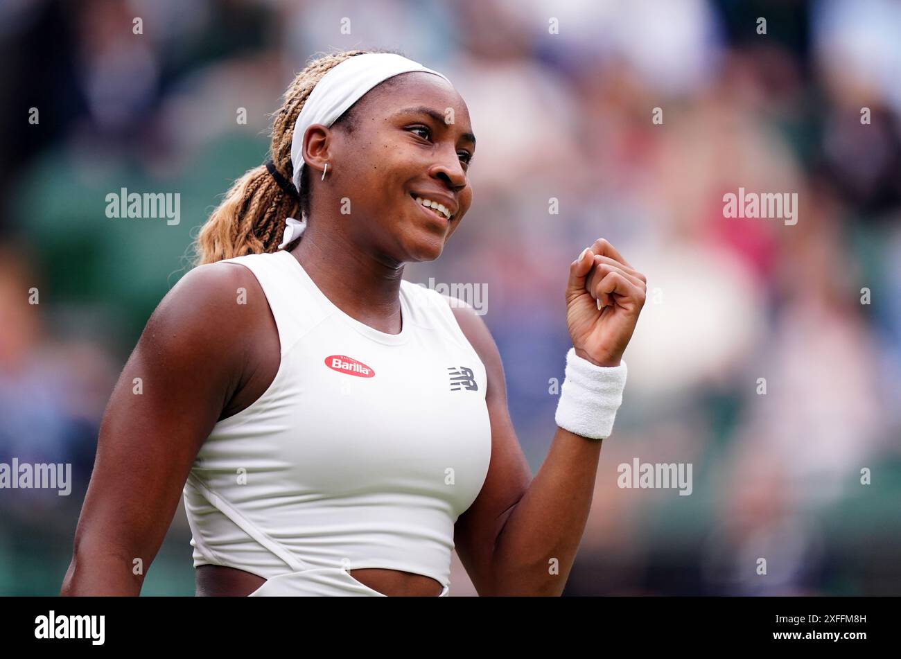 Coco Gauff celebrates following her match against Anca Todoni (not ...