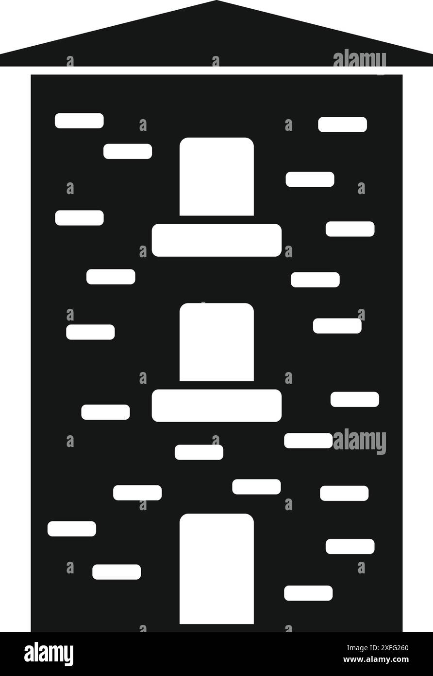 Simple black silhouette of a small residential building with three ...