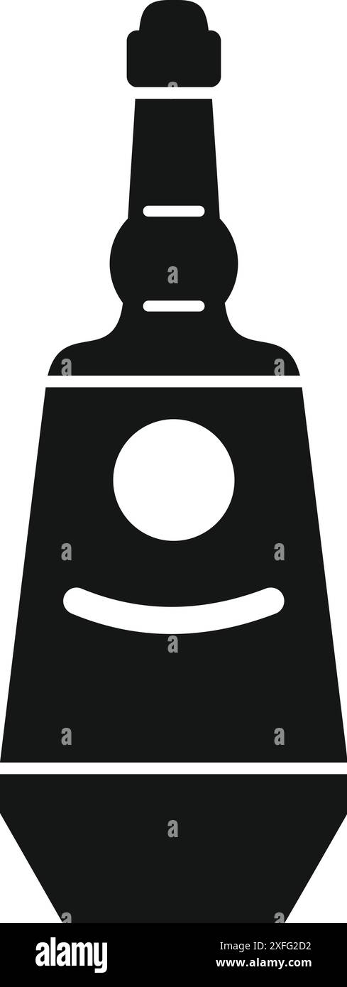 Bottle of alcohol with round label standing on white background Stock ...