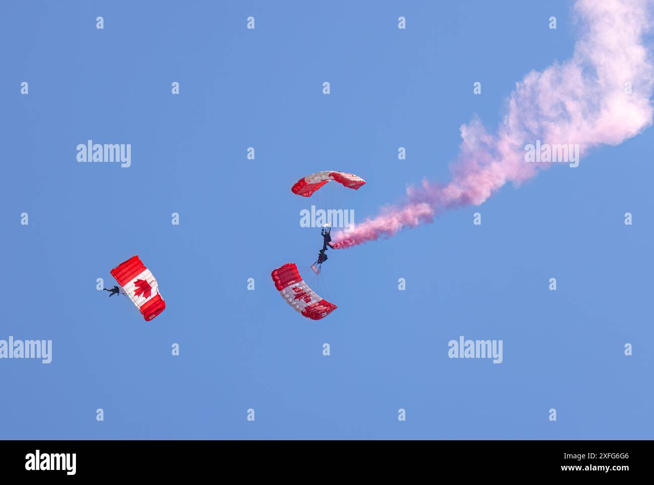 Ottawa, Ontario, Canada, July 1, 2024: Skyhawk parachute team during Canada Day Air Show Stock Photo
