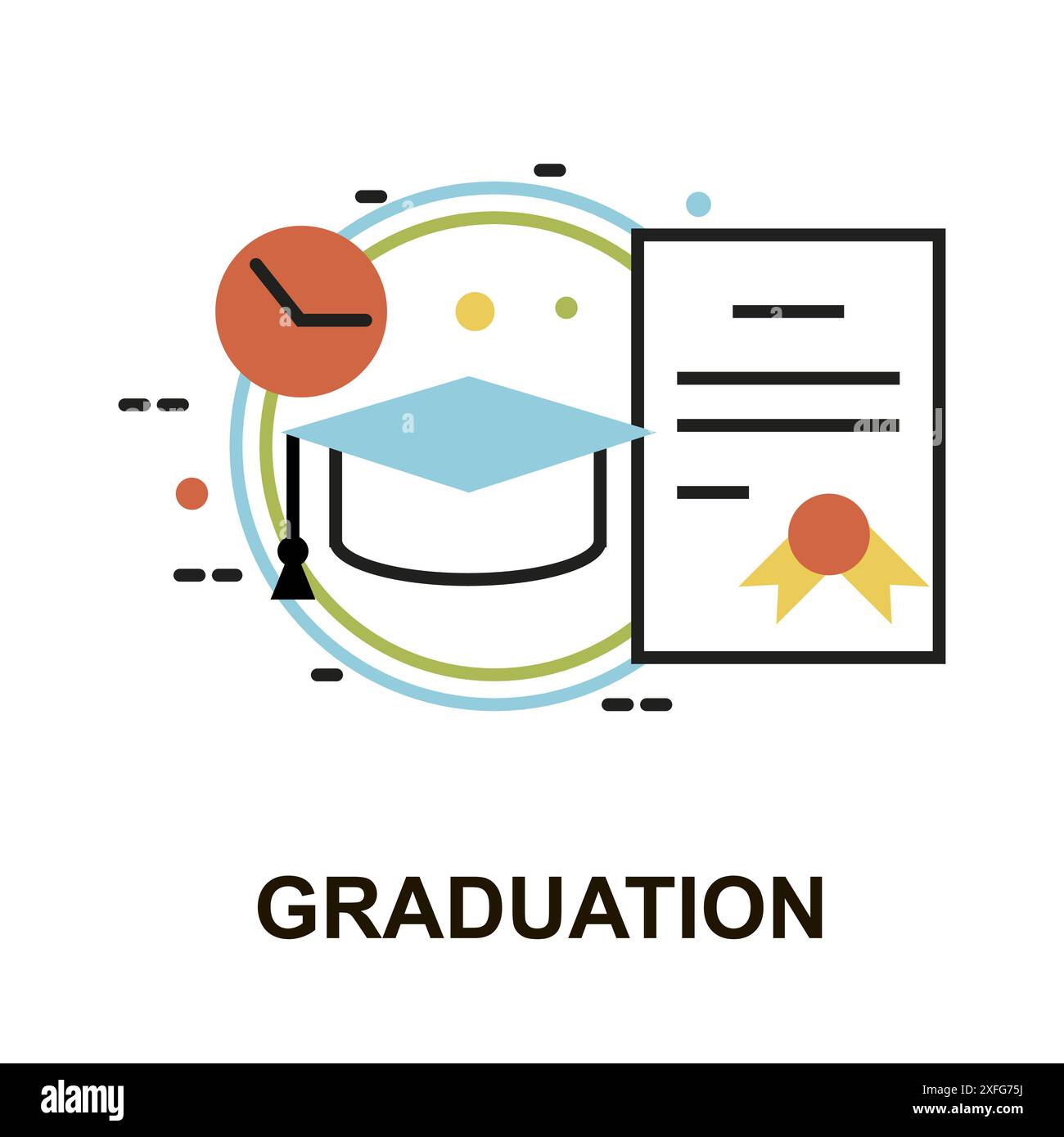Modern flat line design vector illustration, concept of graduation for ...