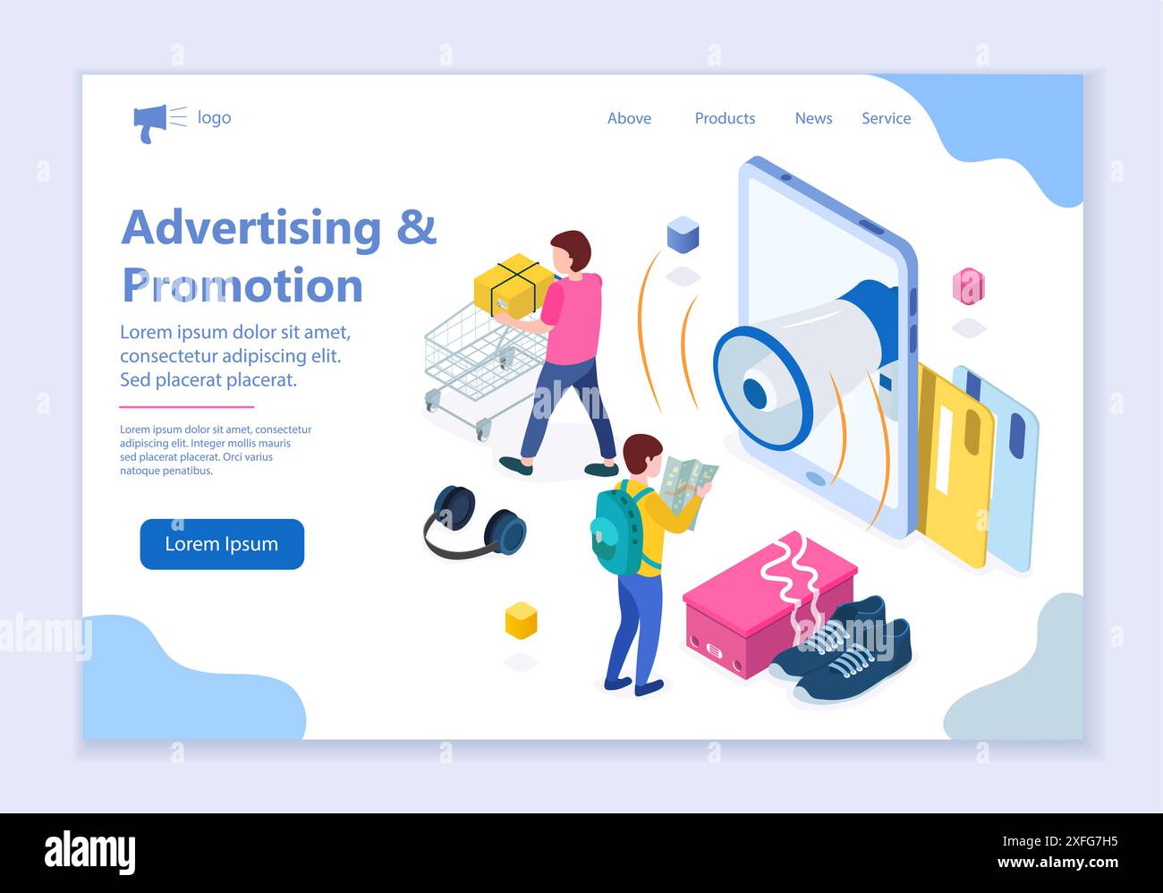 Web template of advertising and promotion concept, modern flat design vector illustration Stock Vector