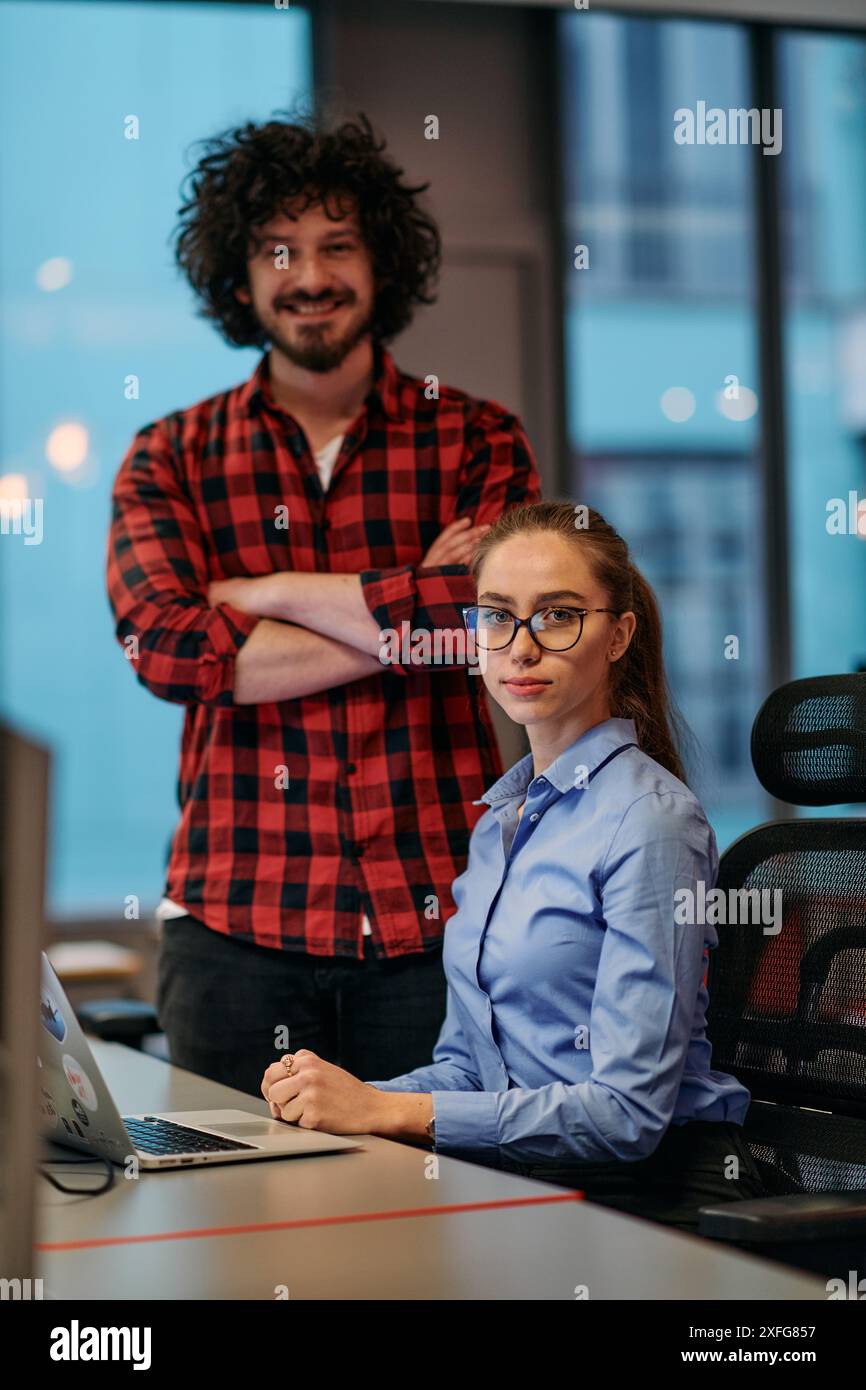 Young European Business Team Collaborating on Computer in Modern Office ...