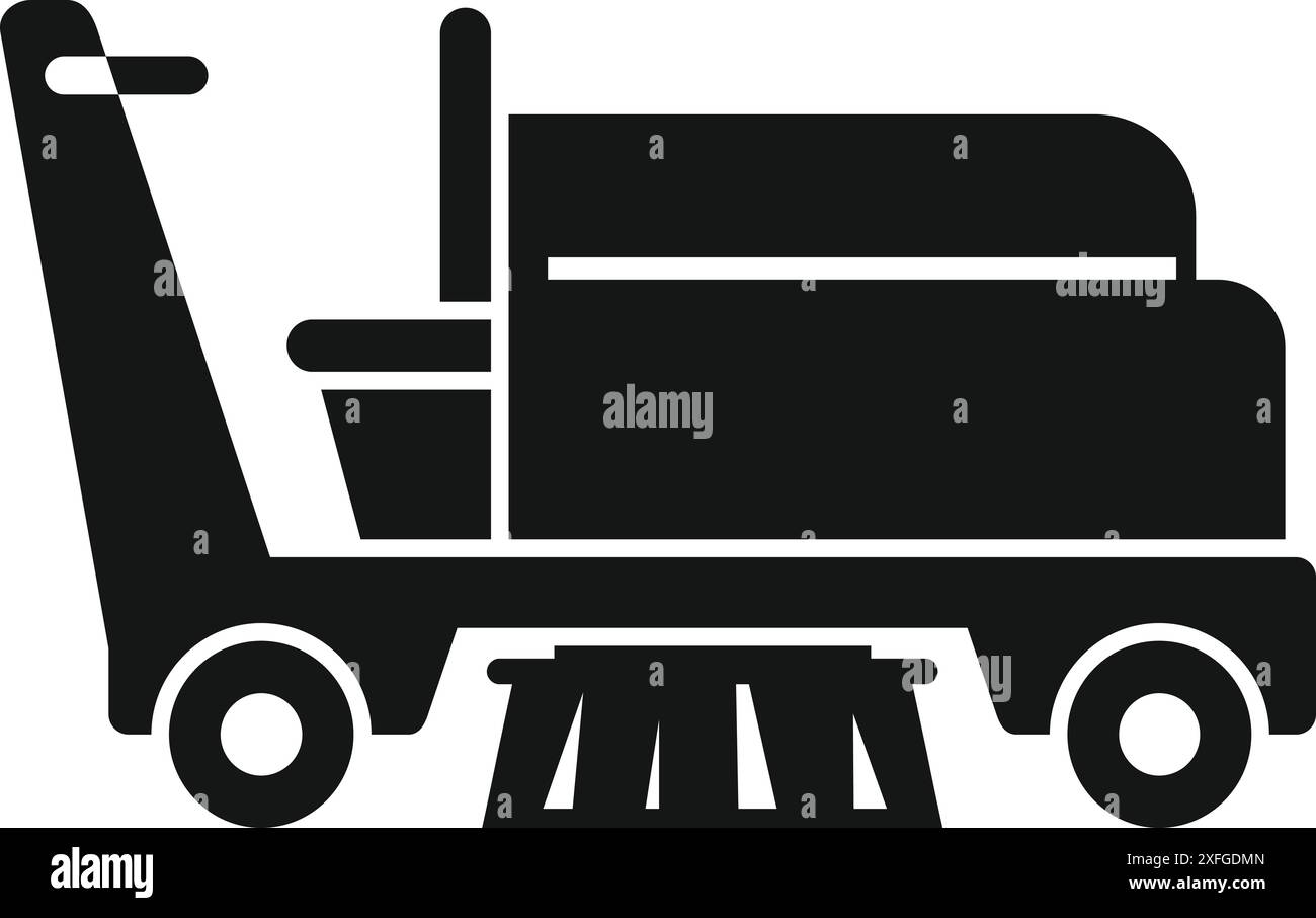 Illustration featuring a street cleaning machine scrubbing the floor