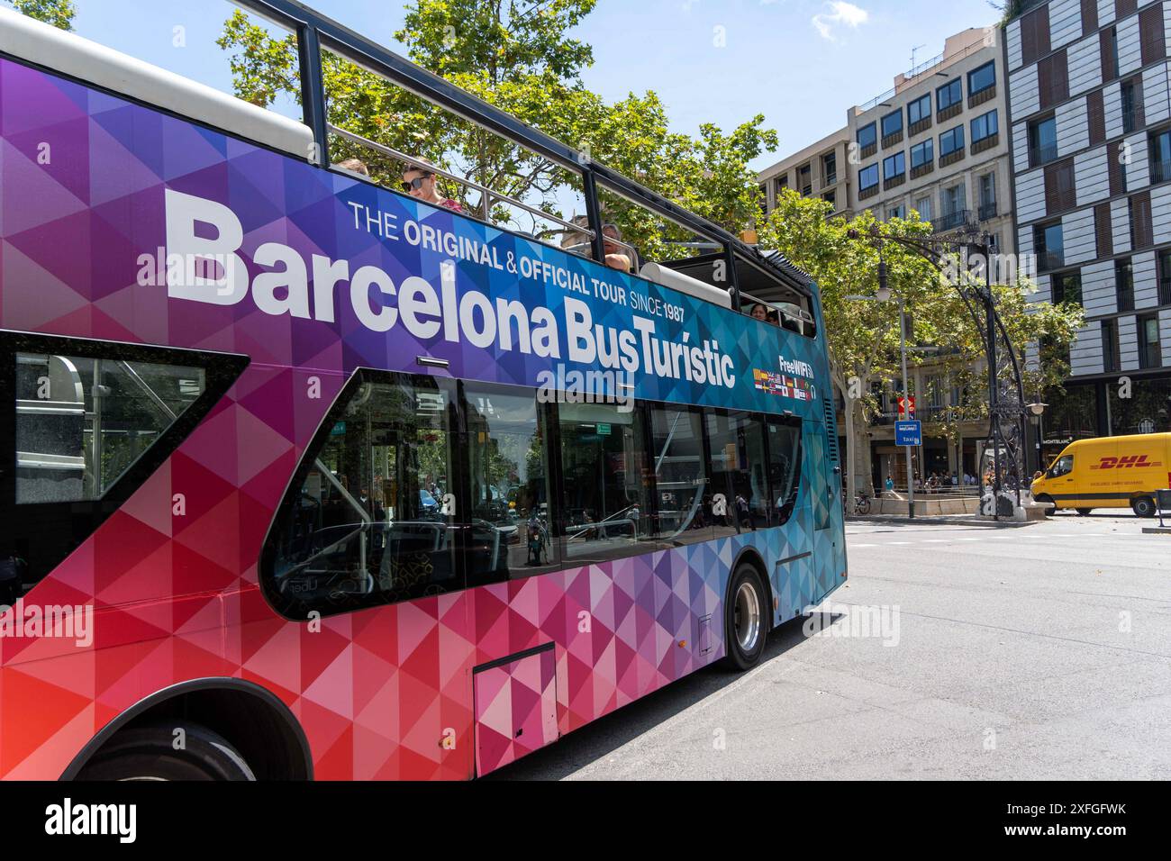 Barcelona, Spain. 03rd July, 2024. The tourist areas of Barcelona are filled with graffiti and posters against tourism, the week a mass protest is planned at the lower part of Les Rambles. Las zonas turísticas de Barcelona se llenan de pintadas y carteles contra el turismo, la semana que está convocada una manifestación que se prevé multitudinaria en la parte baja de Las Ramblas. News Politics -Barcelona, Spain Wednesday, July 3 2024 (Photo by Eric Renom/LaPresse) Credit: LaPresse/Alamy Live News Stock Photo