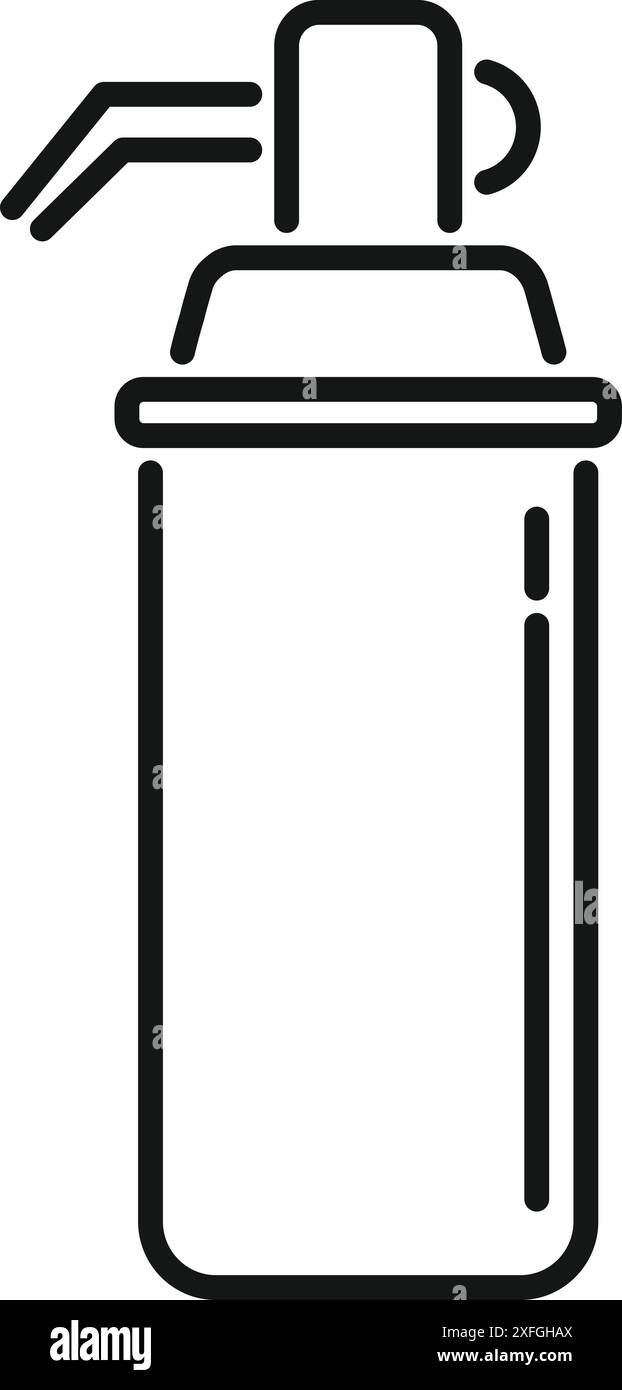 Line style icon of a water filter being installed by a plumber Stock Vector