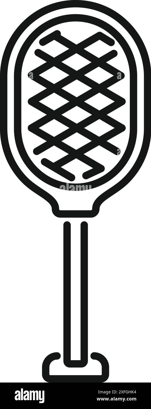 Simple black and white icon of an electric mosquito swatter with a grid ...