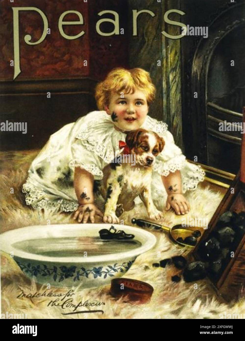 CHROMO CPA PEARS' SOAP MATCHLESS FOR THE COMPLEXION BUBBLES J.E. MILLAIS