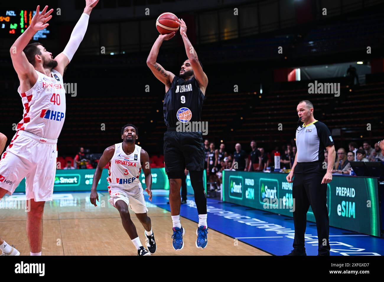9 Corey Webster of New Zealand is playing during the FIBA Olympic