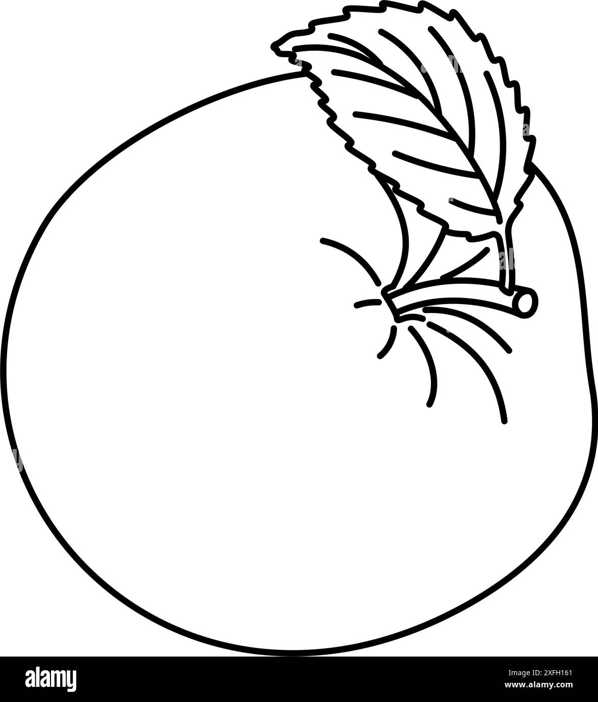 Apple with a leaf line art drawing coloring page. Ripe apple black and ...