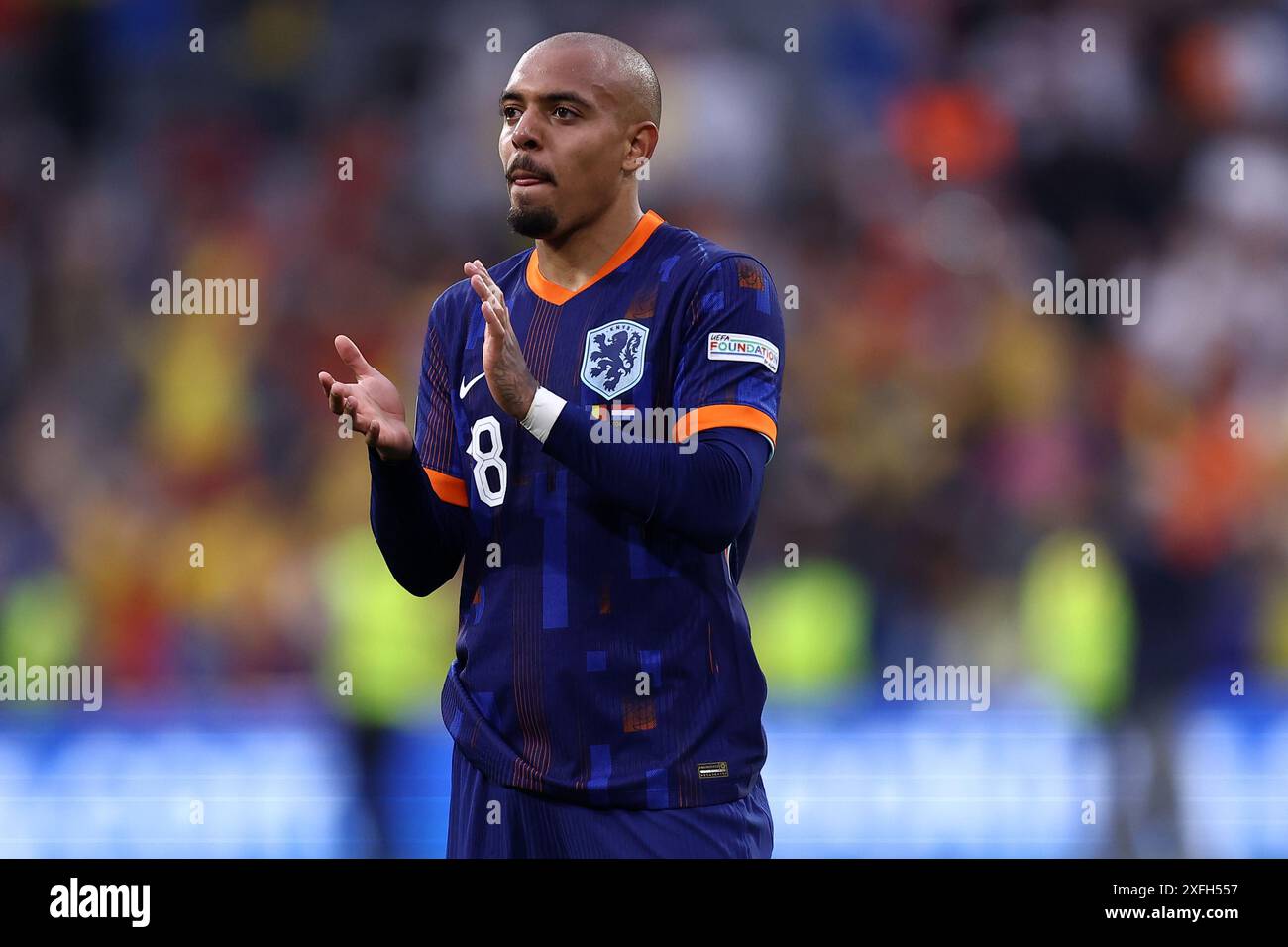 Donyell Malen of Netherlands celebrates at the end of the Uefa Euro ...