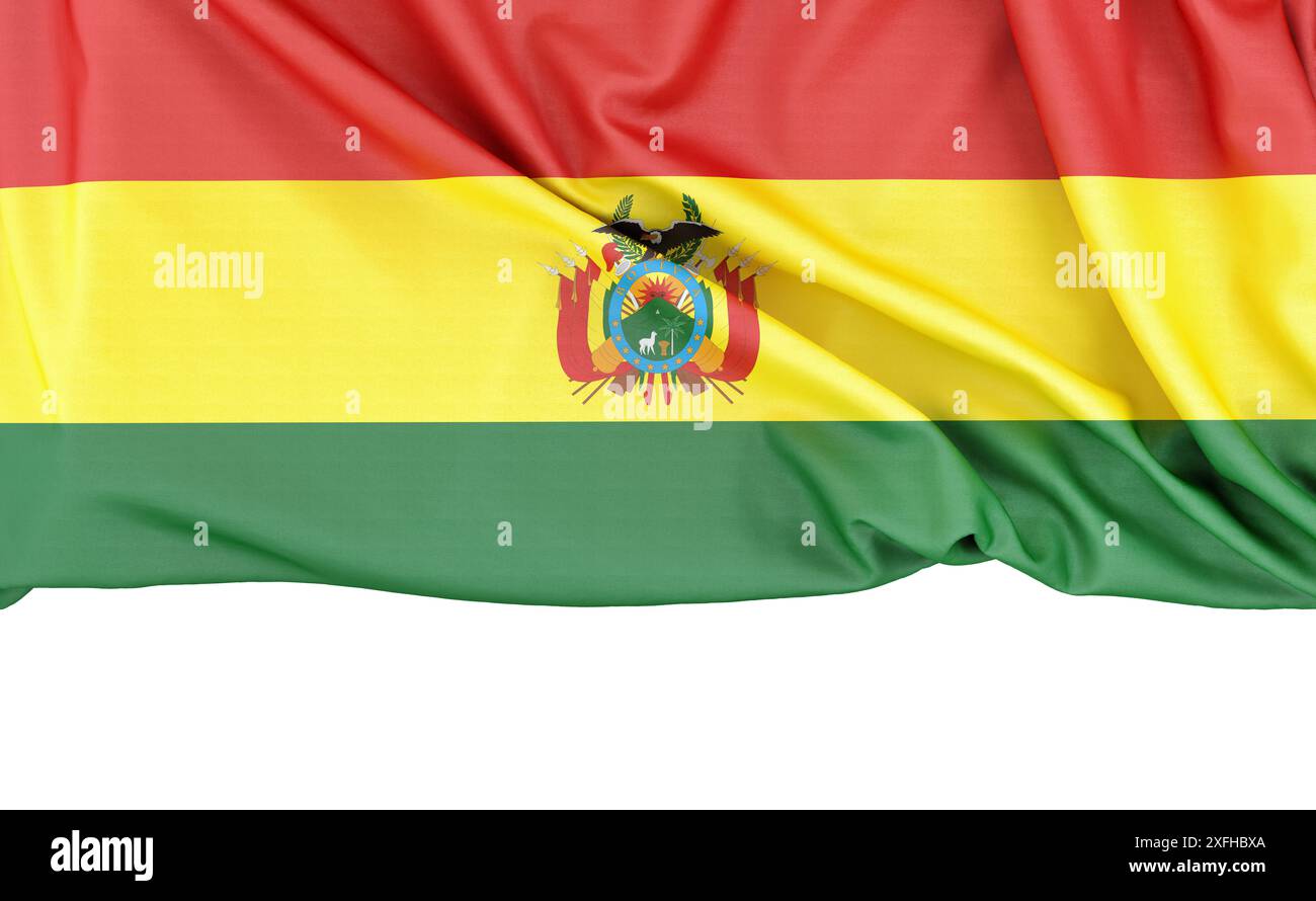 Flag of Bolivia isolated on white background with copy space below. 3D ...
