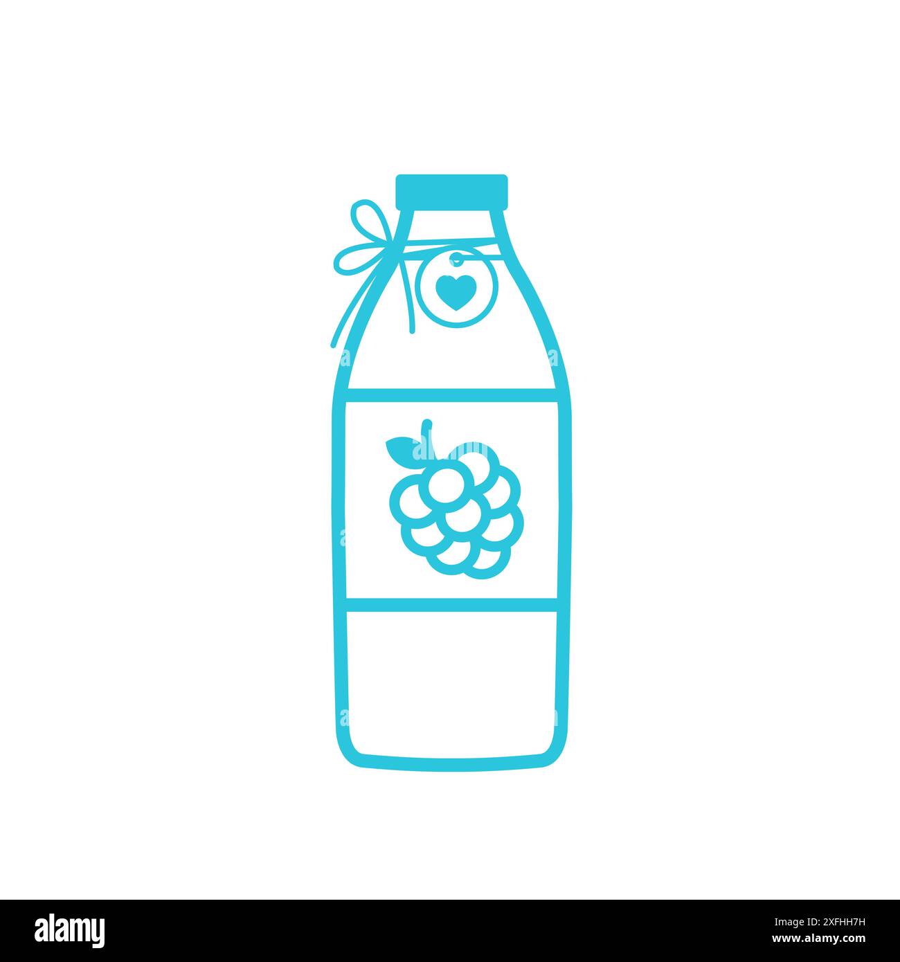 Raspberry syrup in bottle. Isolated on white background. From blue icon set. Stock Vector