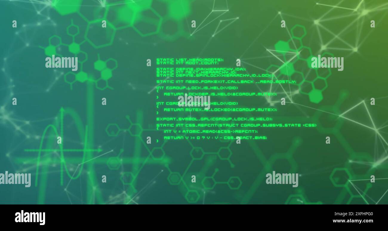 Image of molecules and scientific data processing Stock Photo