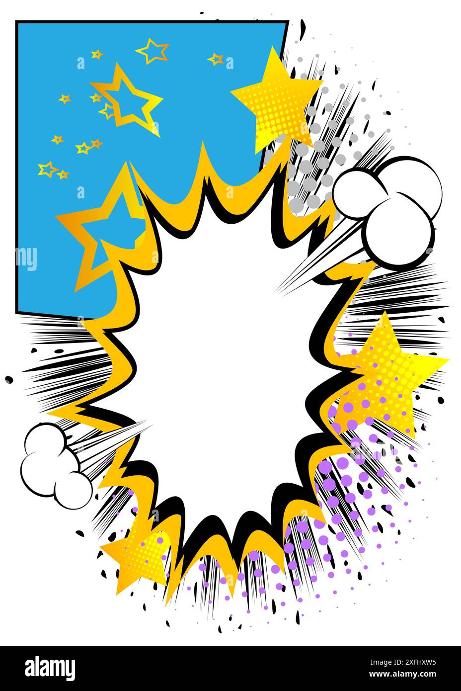 Cartoon blank speech bubble, comic book classic background. Retro ...