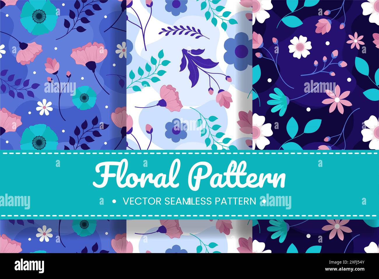 Floral Seamless Pattern Design Illustration with Blooming Branches and ...