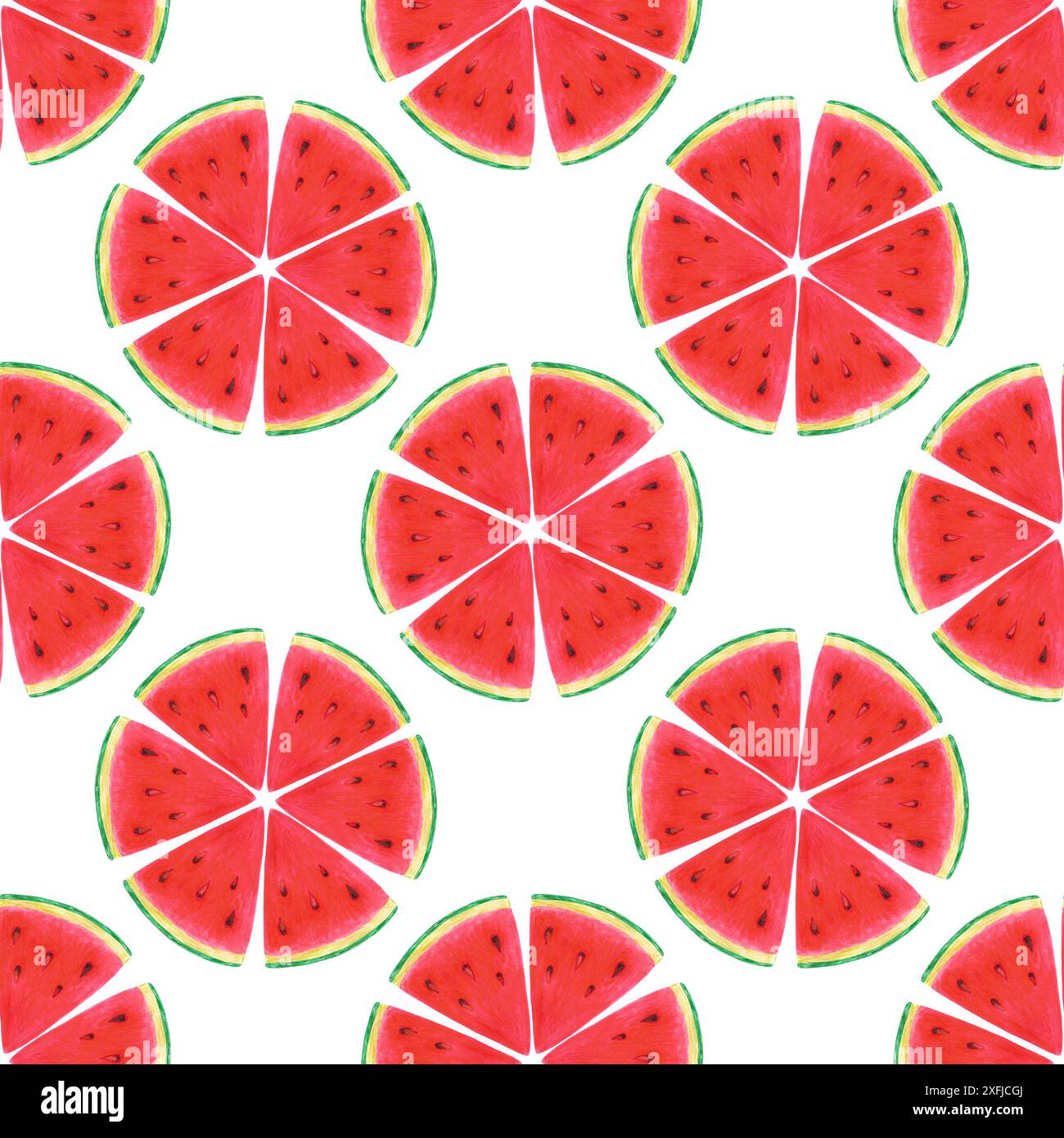 Hand drawn watercolor watermelon slices seamless pattern isolated on ...