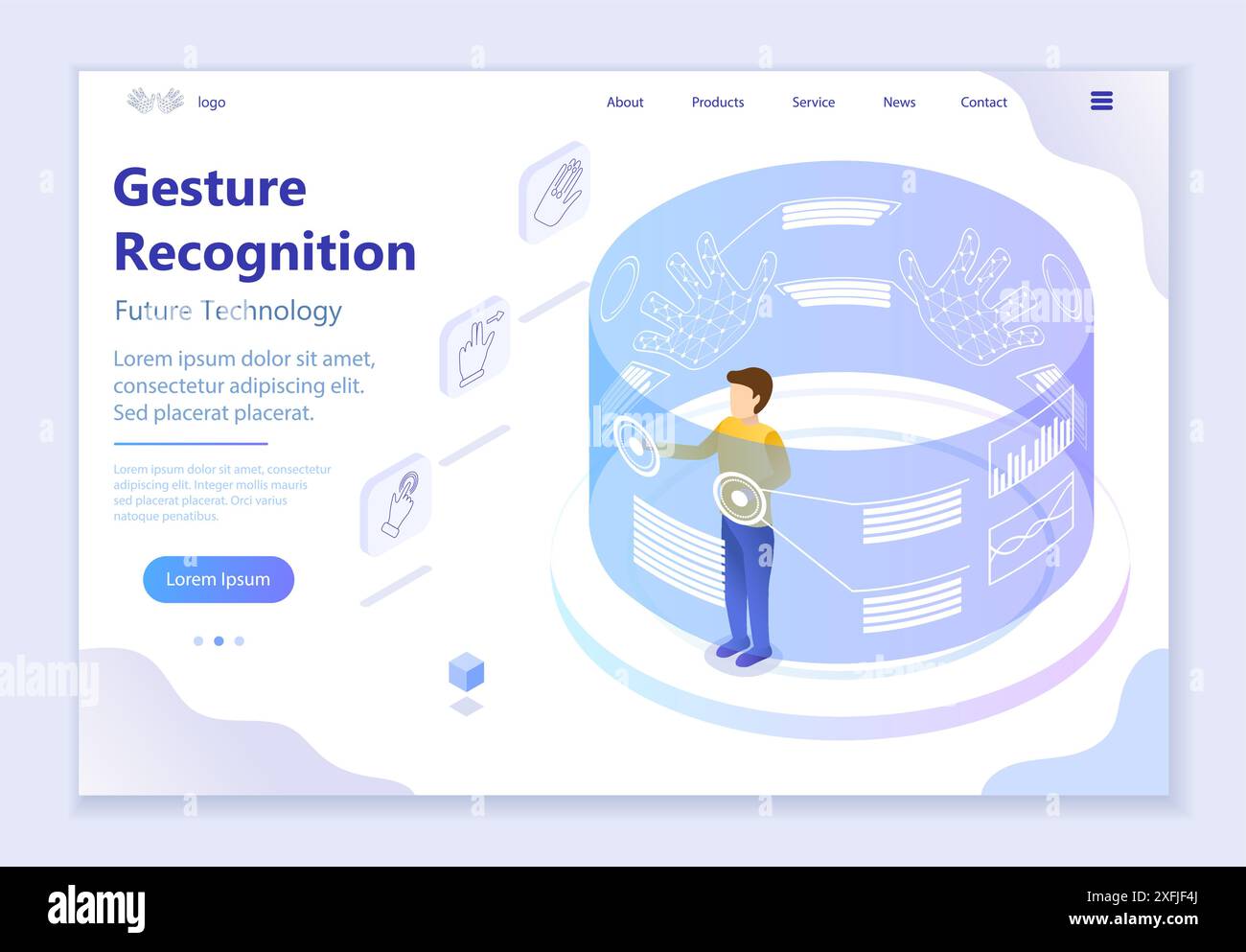 Future technology - Gesture Recognition, 3d isometric vector illustration, for graphic and web design Stock Vector