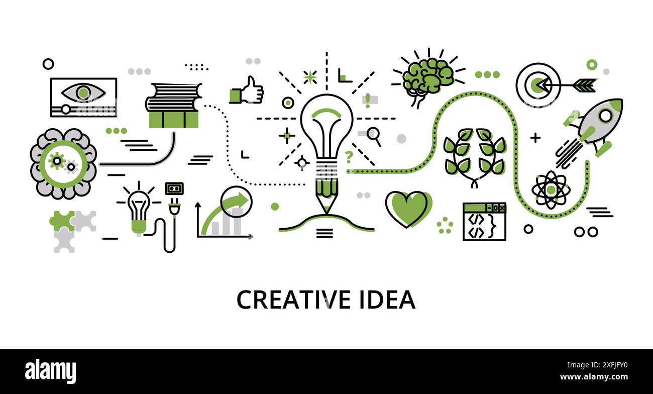 Infographic greenery Creative Idea concept, modern flat thin line ...