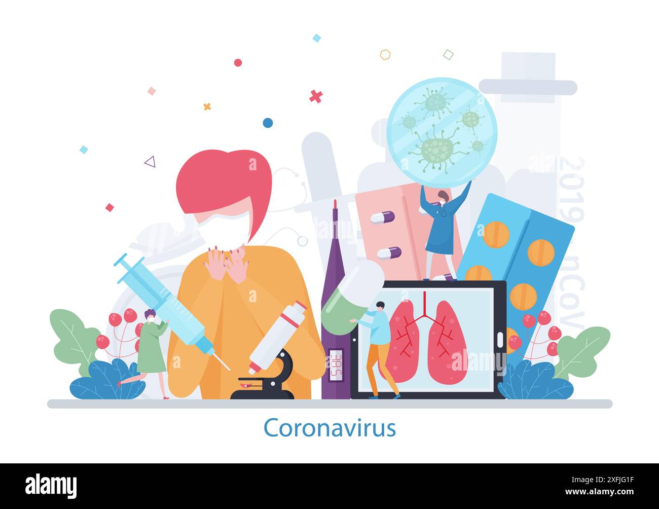 Coronavirus concept, modern flat design vector illustration Stock Vector