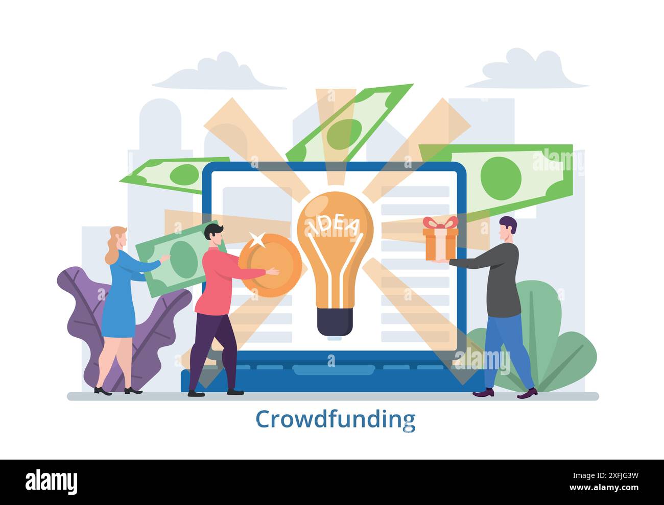 Concept of crowdfunding, modern flat design vector illustration, for graphic and web design Stock Vector