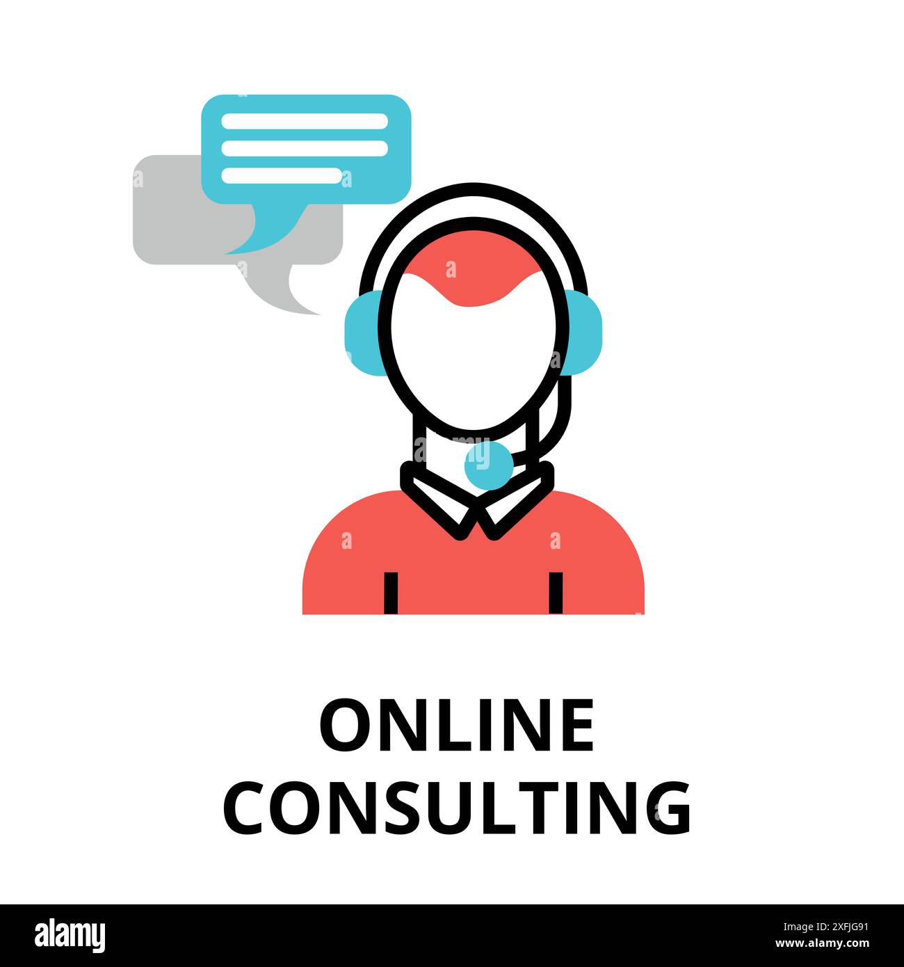 Concept of Online Consulting icon, modern flat thin line design vector ...