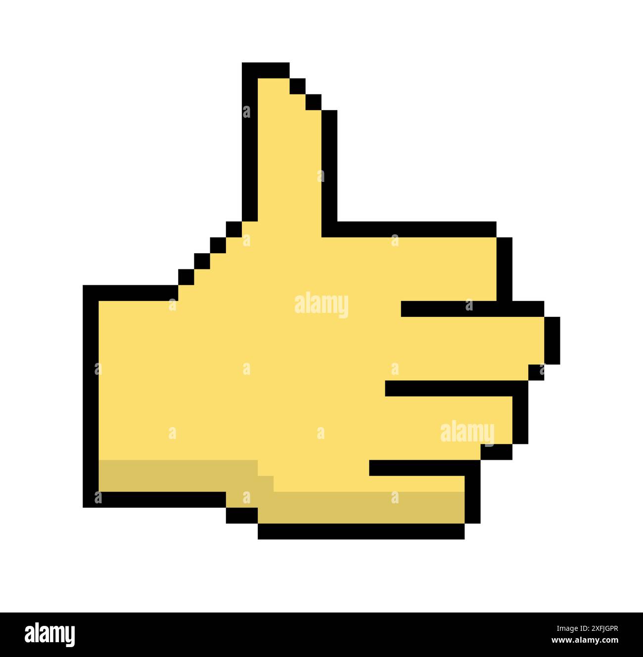 Yellow Thumb Up emoticon symbol, pixel art design vector illustration Stock Vector