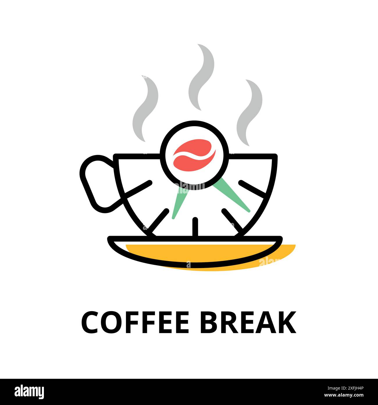 Concept of Coffee Break icon, flat line design vector illustration, for ...