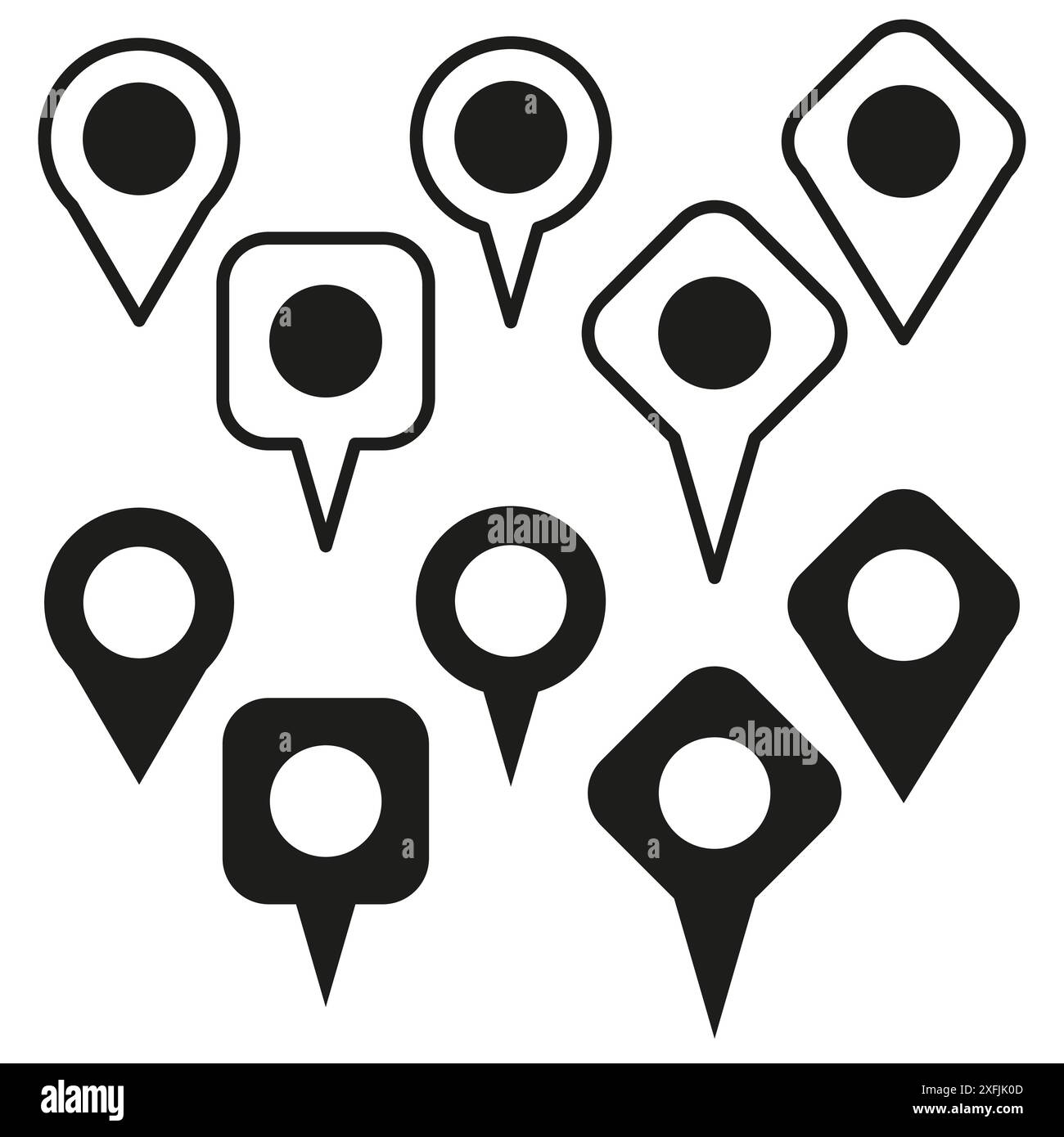 Location pin icons. Black vector set. Map markers collection. Simple ...