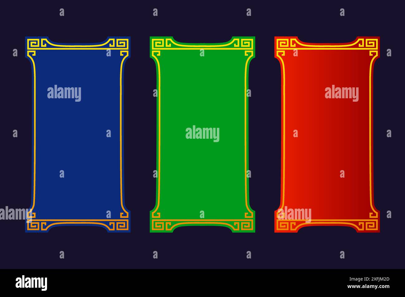 Rectangular frames with ornament. Frames are designed in three colors ...