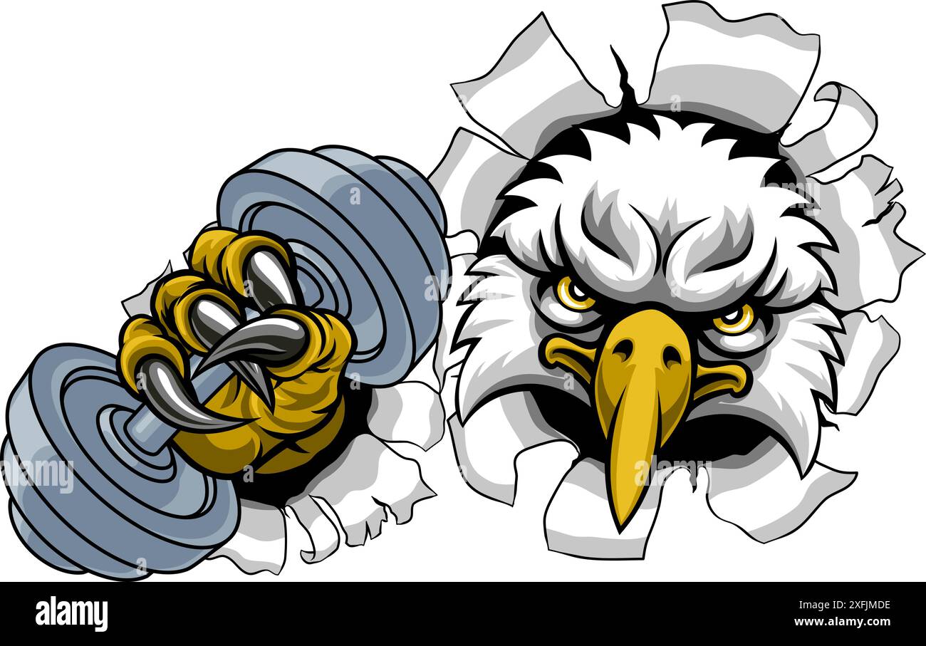 Eagle Hawk Bird Weight Lifting Dumbbell Gym Mascot Stock Vector Image ...