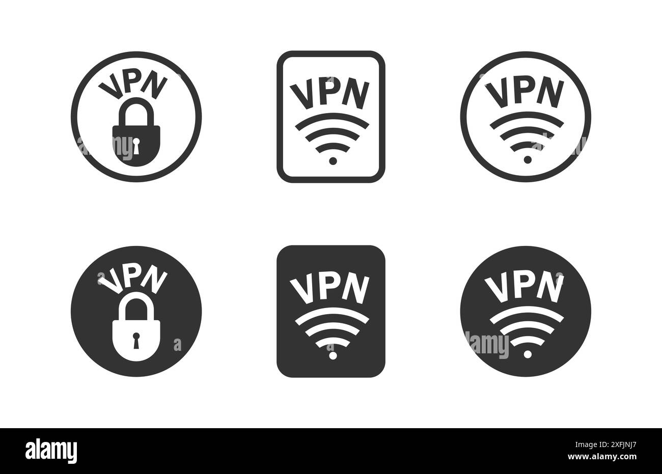 Vpn lock icon set. Safe vpn symbol. Flat vector illustration Stock