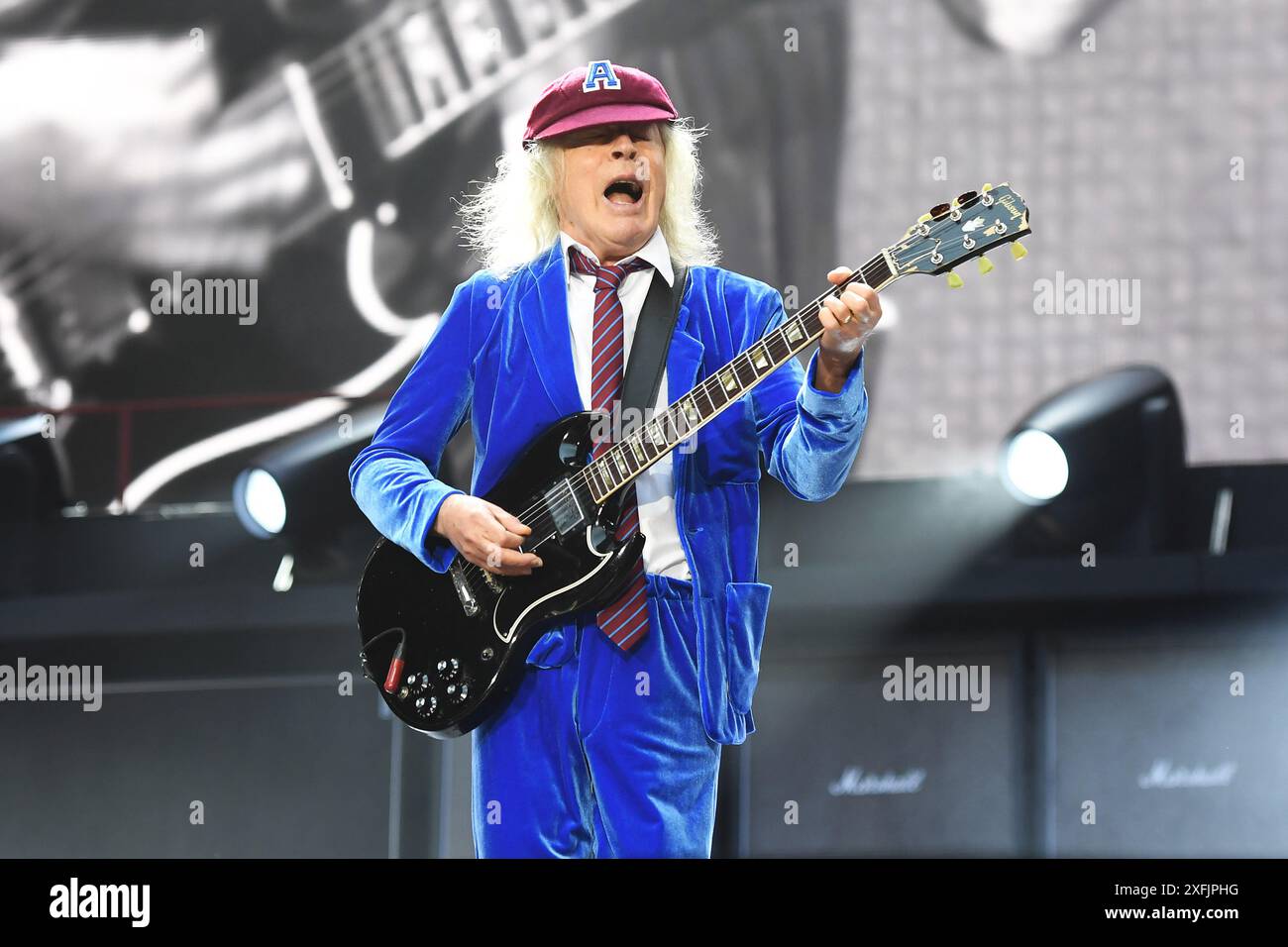 UK. 03rd July, 2024. LONDON, ENGLAND - JULY 03: Angus Young of ‘AC/DC ...