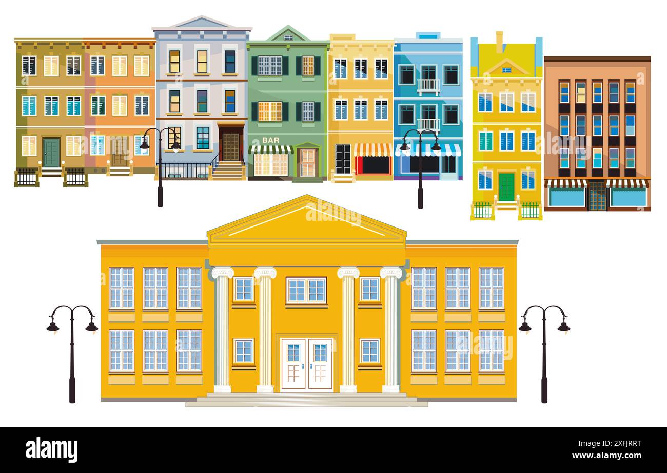 Set of houses, isolated illustration Stock Photo - Alamy