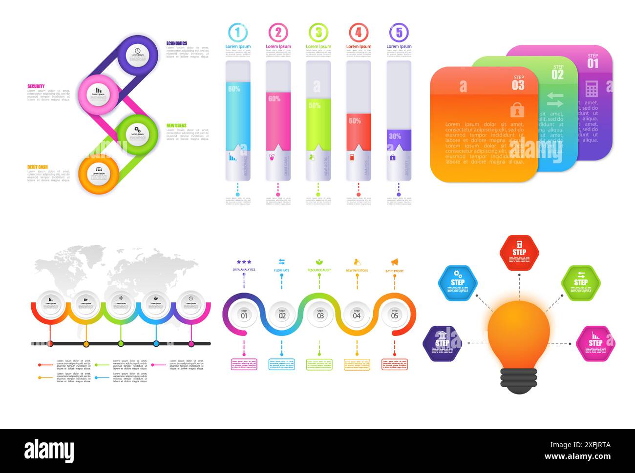 Set of Business data visualizations, infographic concepts, vector ...