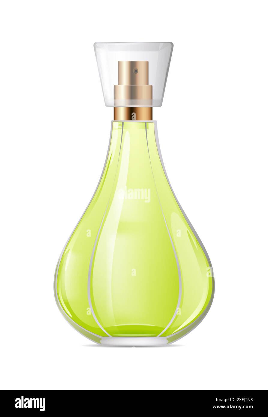 Perfume Bottle on white background, realistic vector illustration close-up Stock Vector