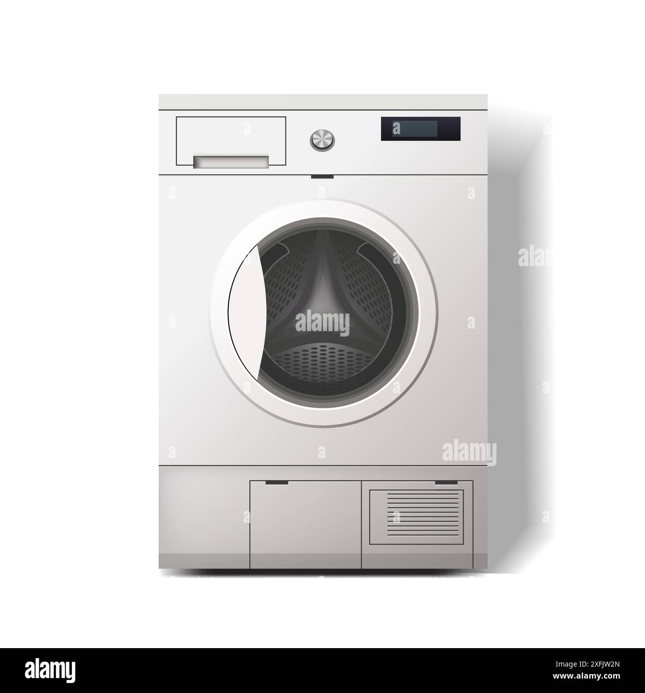 Washing Machine on white background, realistic vector illustration close-up Stock Vector