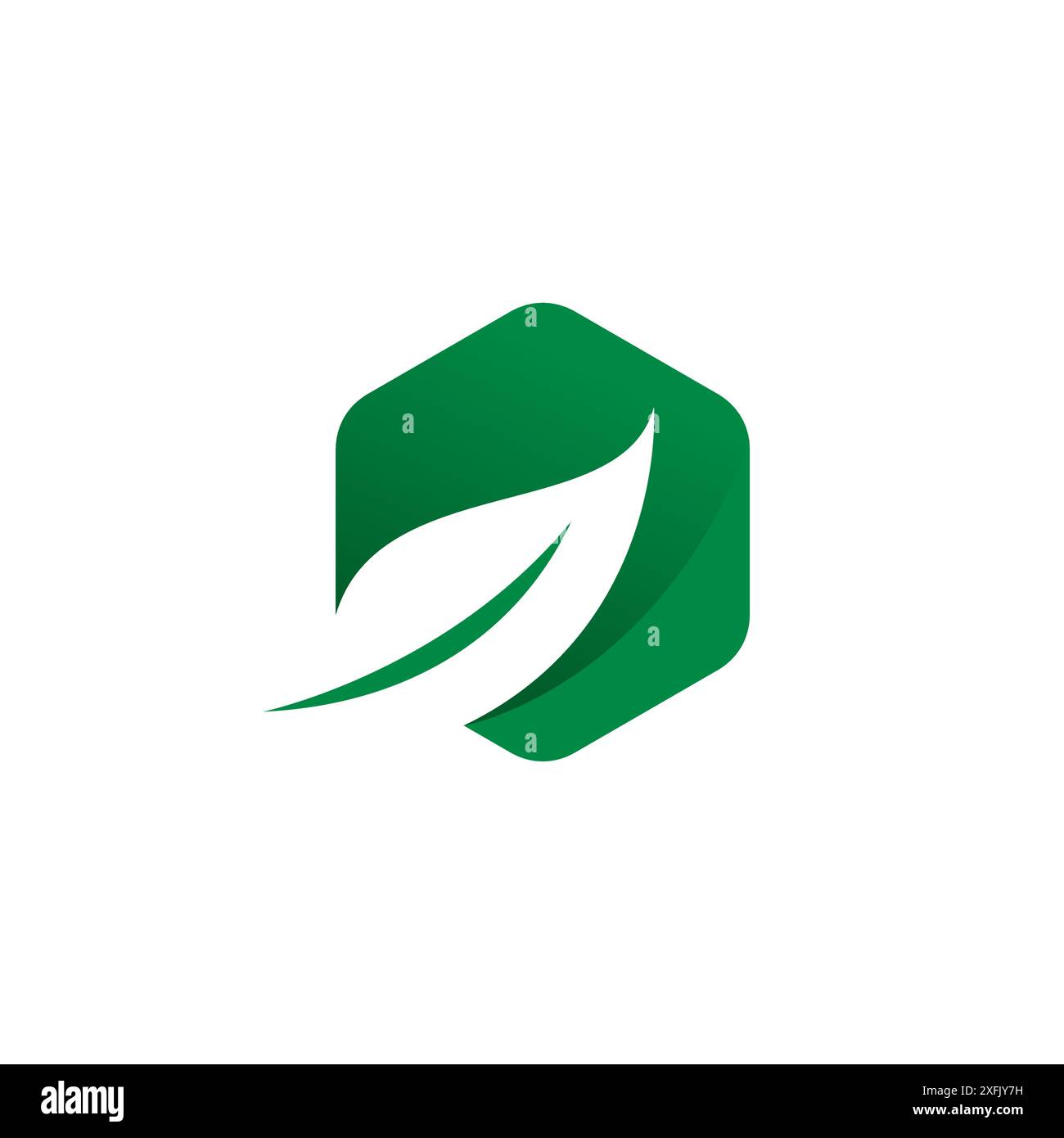Hexagon Leaf Logo Design. Leaf Green Vector Icon Stock Vector