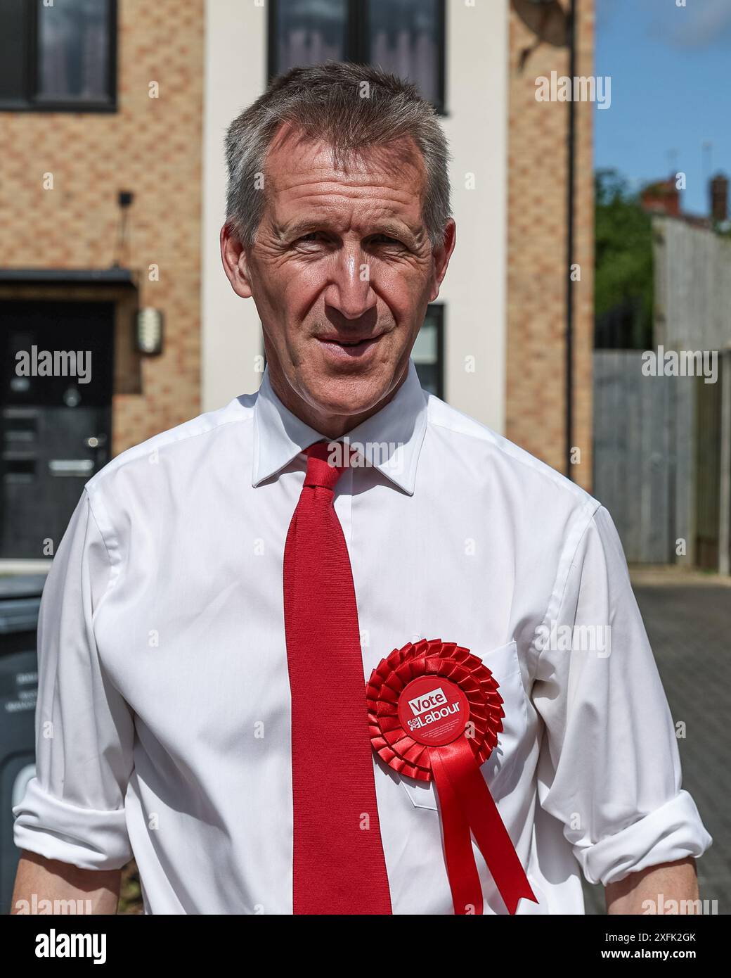 Dan Jarvis Barnsley North candidate for the Labour Party  is out canvasing in the Barnsley North area during the 2024 United Kingdom general election in the Barnsley area, Barnsley, United Kingdom, 4th July 2024  (Photo by Mark Cosgrove/News Images) in Barnsley, United Kingdom on 7/4/2024. (Photo by Mark Cosgrove/News Images/Sipa USA) Stock Photo