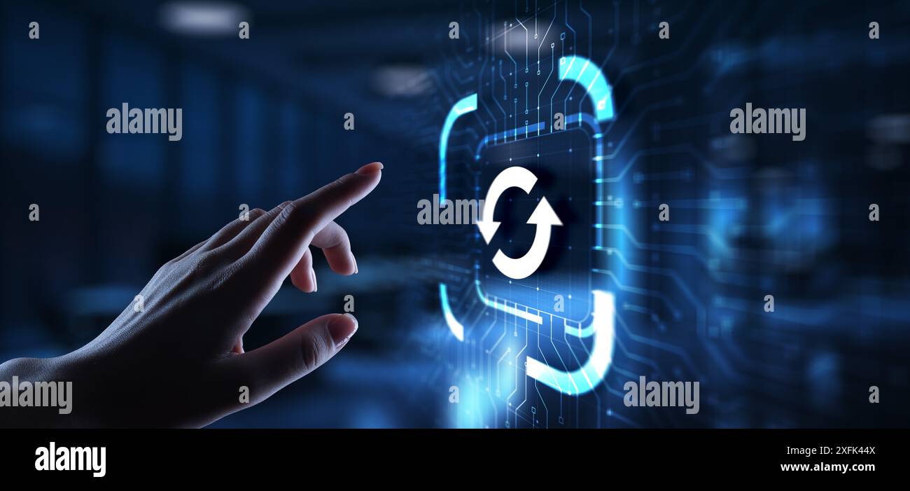Update System Upgrade Software version technology concept on virtual screen. Stock Photo