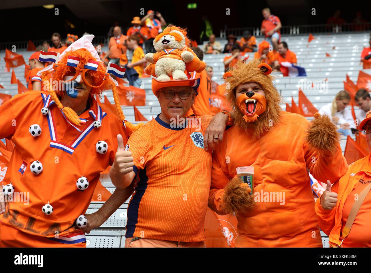 Munich, Germany. 02nd July, 2024. Dutch fans during the UEFA Euro 2024 ...