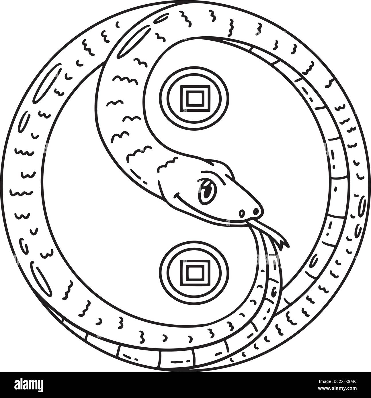 Year of the Snake Forming Yin and Yang Isolated Stock Vector Image ...