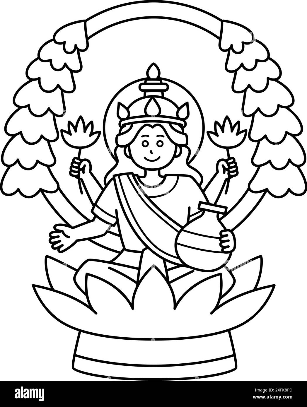Lakshmi Coloring Pages Maa Goddess Hindu Diwali Drawing Goddesses
