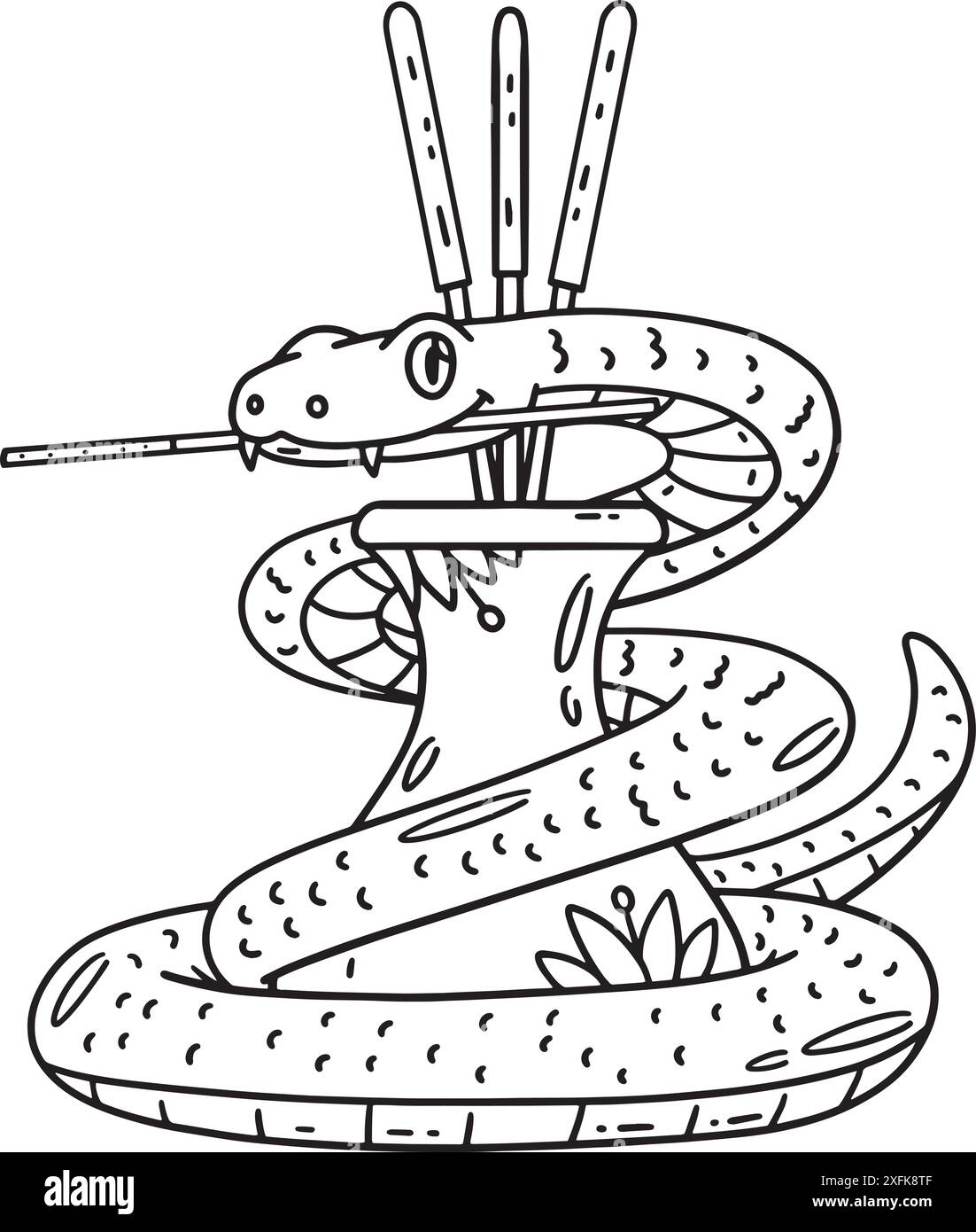 Year of the Snake and Incense Isolated Coloring Stock Vector Image ...