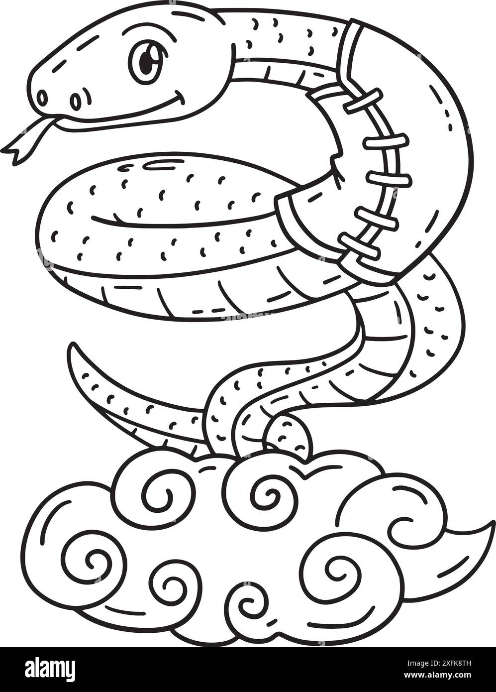 Year of the Snake on Clouds Isolated Coloring Page Stock Vector Image ...