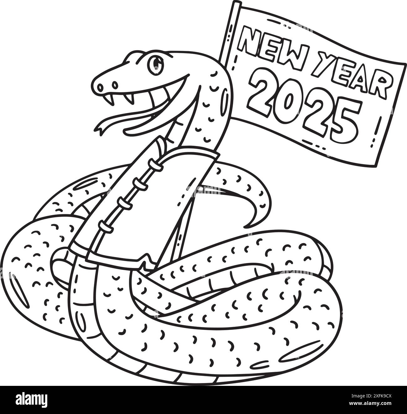 Year of the Snake New Year 2025 Isolated Coloring Stock Vector Image