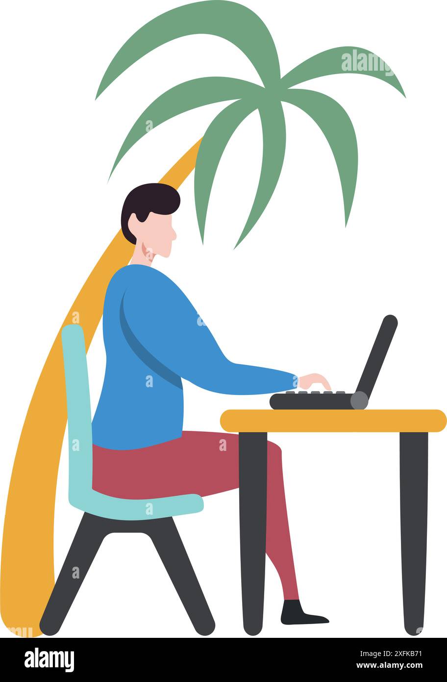 Working Holiday Vector Work on Vacation concept on a transparent background, flat design ...