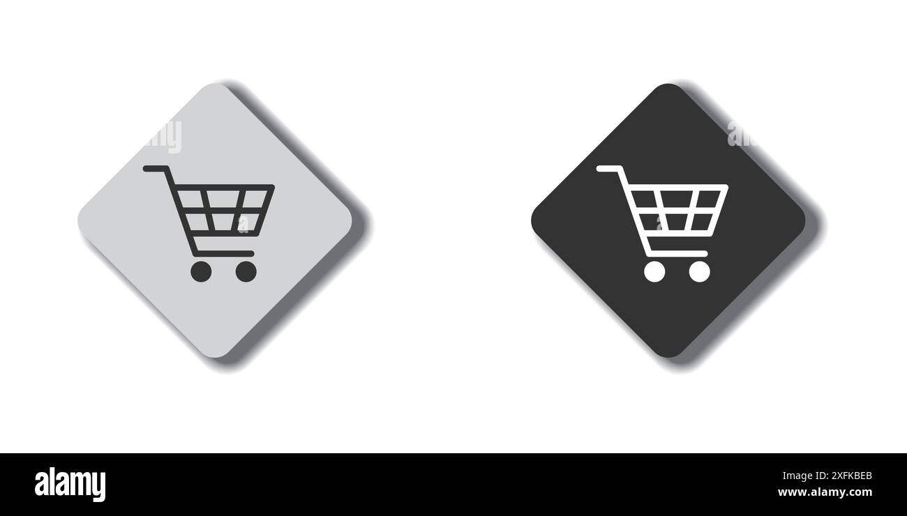 Shopping cart icon. Flat design with shadows. Vector illustration Stock ...