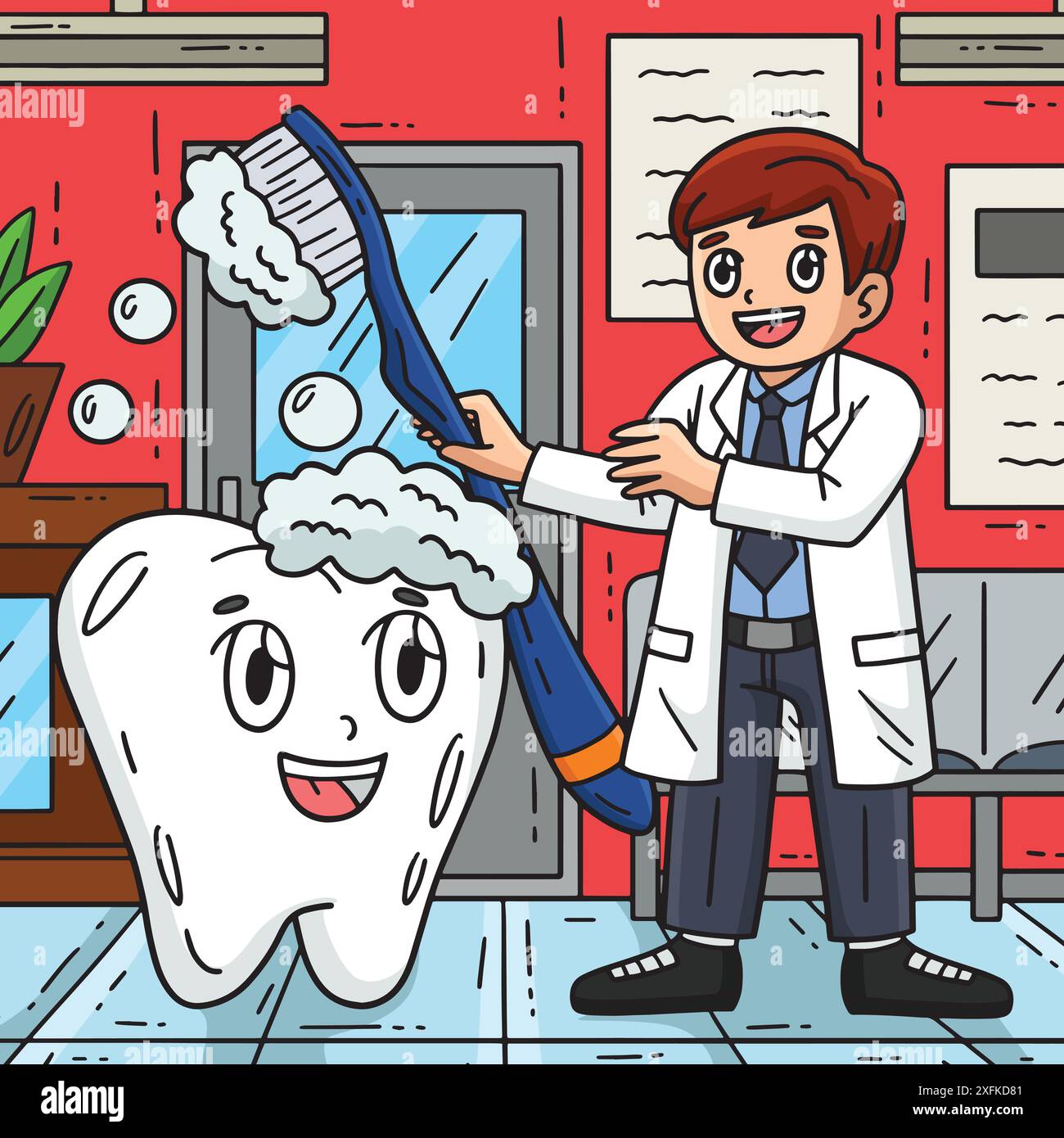 Dental Care Dentist and Tooth Colored Cartoon Stock Vector Image & Art ...